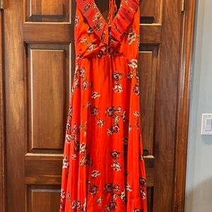 Lulu's Vibrant Red Floral Maxi Dress